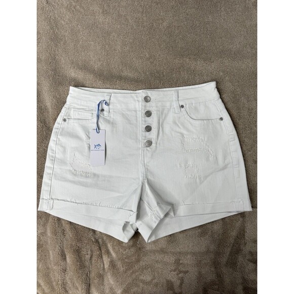 Southern TideHayes High Waisted Distressed White Denim Short,Strech,size 30 - Picture 5 of 15